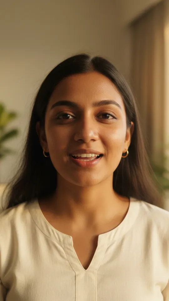Demo frame of a creator talking to camera, without captions